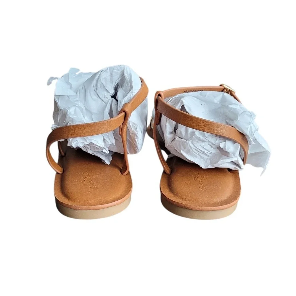 UNIVERSAL THREAD 10 Gold Brown Mildred Ornament Anle Strap Memory Foam Sandal